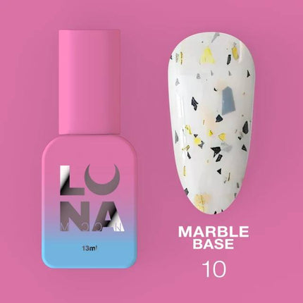 Bază Luna Marble №10 Lapte cu folie aurie și neagră 13ml