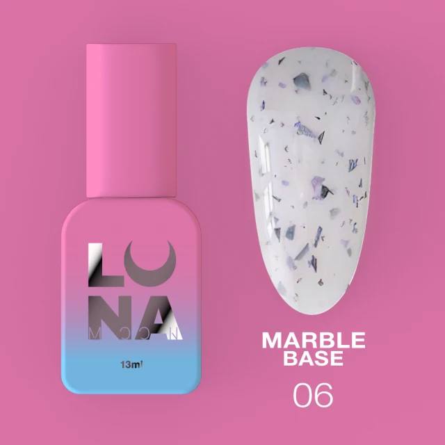Luna Marble Base №06 Milk cu folie neagră și mov 13ml