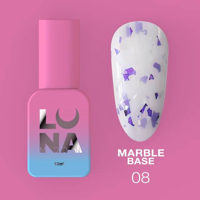 Luna Marble Base №08 Milk cu folie albă și mov 13ml
