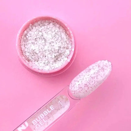 Luna Bubble Gel №01 clear with white gliter 5ml