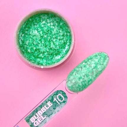 Gel Luna Bubble №10 verde cu sclipici alb 5ml
