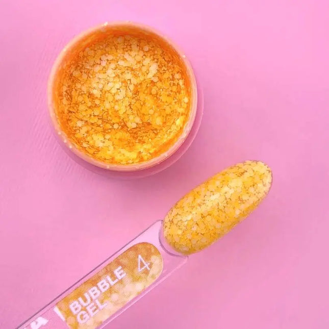 Luna Bubble Gel №04 portocaliu deschis cu sclipici alb 5ml
