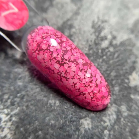 Gel Luna Bubble №07 roz intens cu sclipici alb 5ml