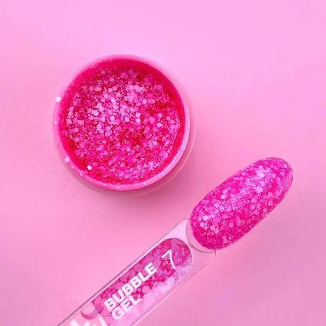 Gel Luna Bubble №07 roz intens cu sclipici alb 5ml