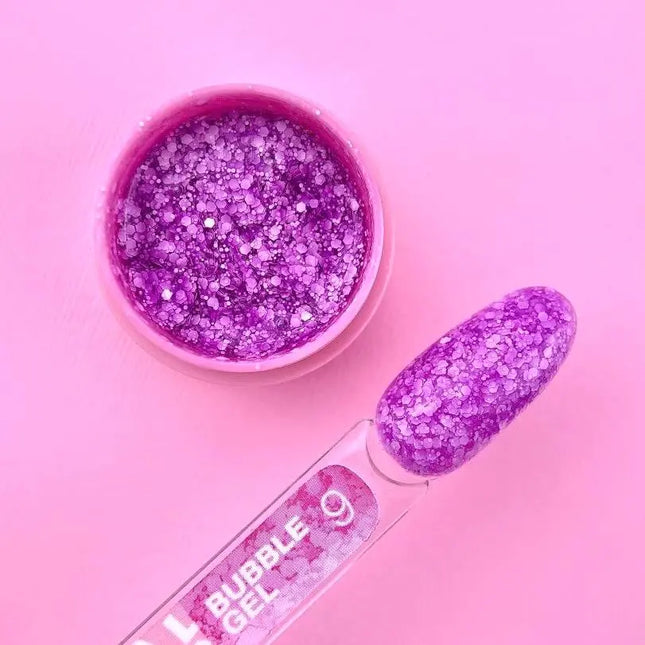 Gel Luna Bubble №09 mov cu sclipici alb 5ml