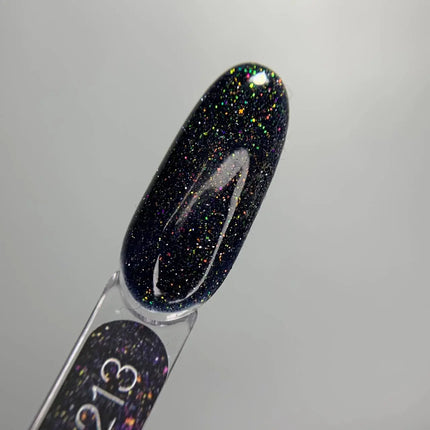 Luna Gel Polish №213 Reflection Black with multicolor sparkles 8ml