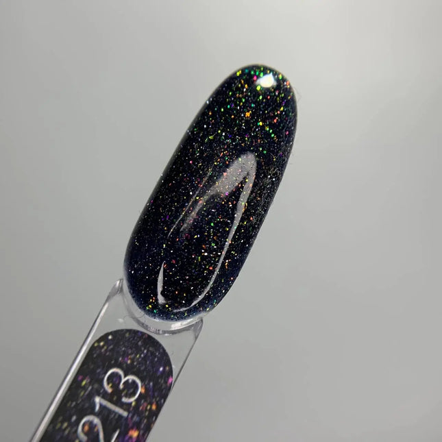 Гель-лак Luna №213 Reflection Black з багатобарвним блиском, 8 мл