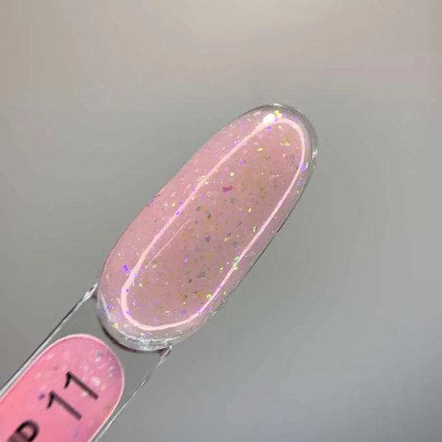 Gel Luna Diamond №11 Coral Pink cu folie holografică 15ml