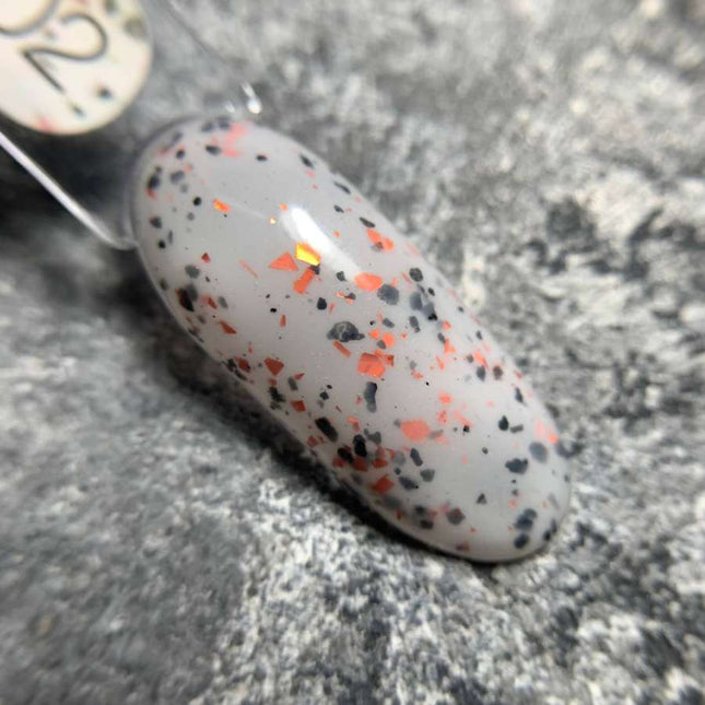 Luna Marble Base №02 Milk cu folie neagră și portocalie 13ml