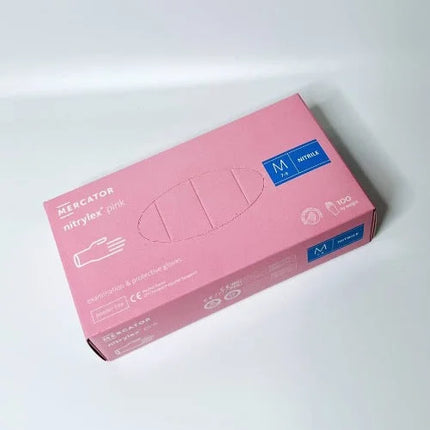 Nitrile powder-free gloves Nitrylex Mercator size M (Pink) - Gloves