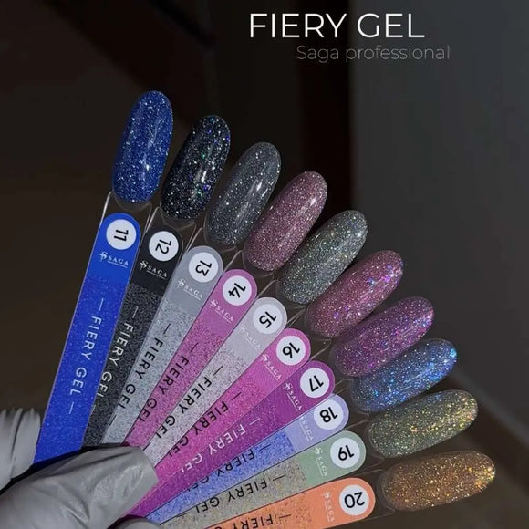 Saga Fiery гель-лак №18 Срібний із блакитною фольгою 10ml