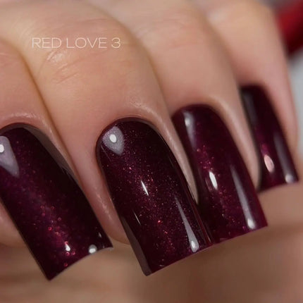 Ojă semipermanentă Saga Love Red №3 Shimmer Burgundy 10 ml