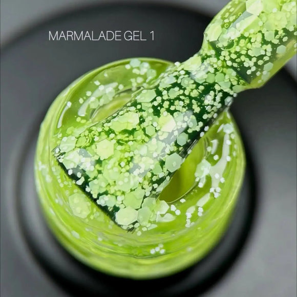 Saga ojă gel Marmalade №01 Chartreuse cu fulgi 9ml