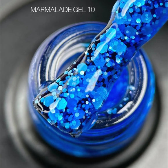 Гель-лак Saga Marmalade №10 синій з білими пластівцями 9 мл