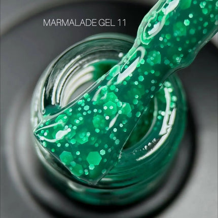 Гель-лак Saga Marmalade №11 зелений з білими пластівцями 9 мл