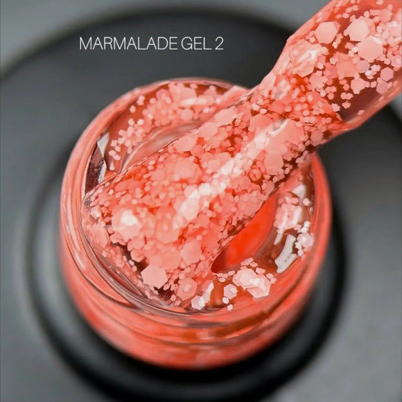 Гель-лак Saga Marmalade №02 м’який помаранчевий з пластівцями 9 мл