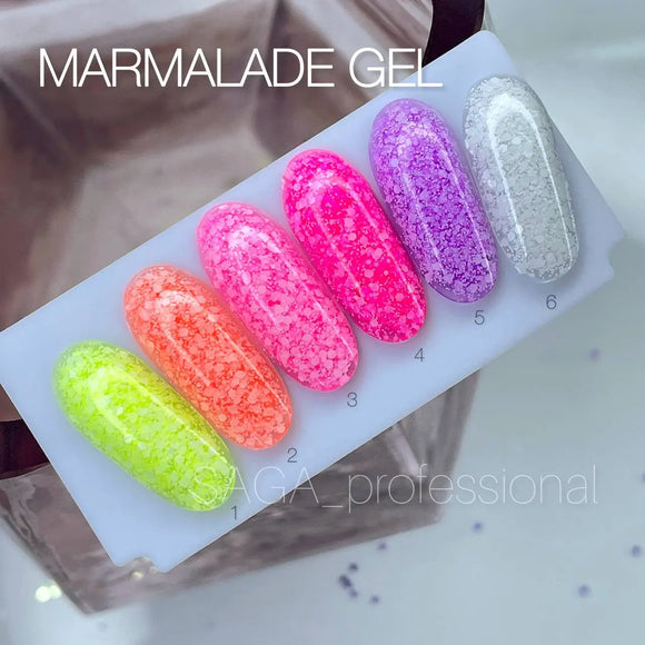 Гель-лак Saga Marmalade №06 Прозорий з білими пластівцями 9ml