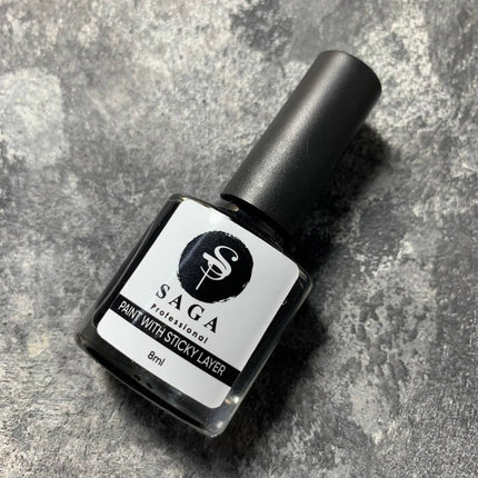 Vopsea pentru Stamping neagră cu strat adeziv 8ml Saga Professional