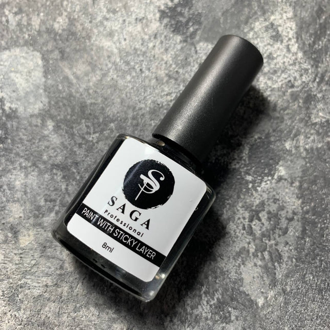 Vopsea pentru Stamping neagră cu strat adeziv 8ml Saga Professional