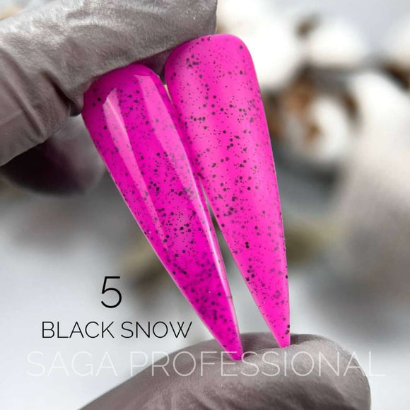 Saga Black Snow №5 fucsia cu firimituri negre 9ml