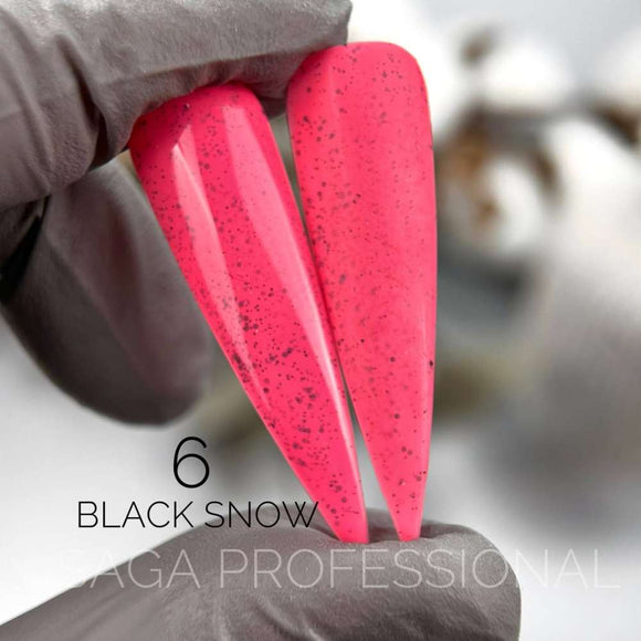 Saga Black Snow №6 коралл с черными крошками 9 мл