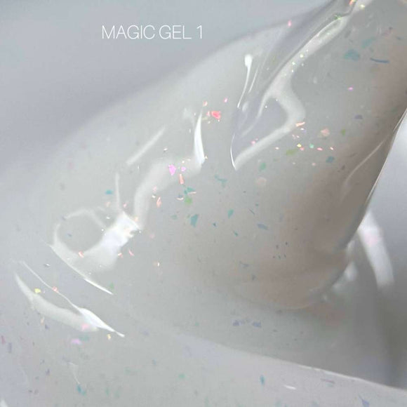 Saga Magic Gel №01 Milky з голографічною фольгою 15ml