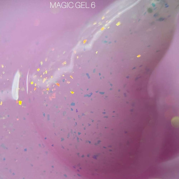 Saga Magic Gel №06 Cold рожевий з голографічною фольгою 15 мл