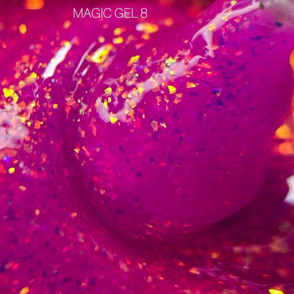 Saga Magic Gel №08 Темно-маджента з голографічною фольгою 15 мл