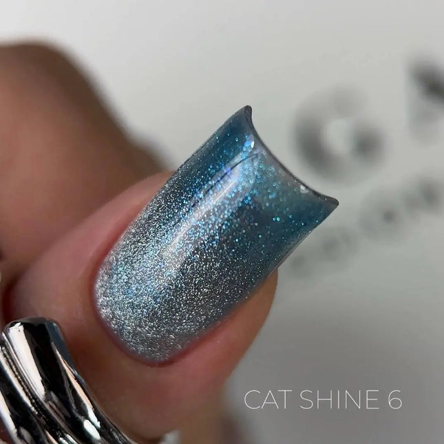 Saga Cat Eye Shine №06 Aqua cu sclipici albastru 10ml