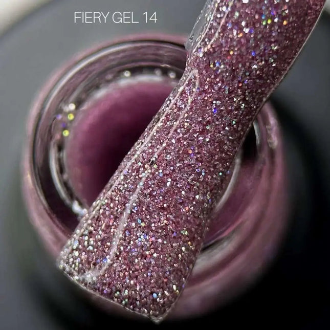 Saga Fiery Gel Polish №14 Orhidee radiantă cu glitter Holographic 10ml