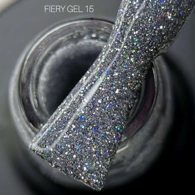 Saga Fiery Gel Polish №15 Gri cu sclipici holografic 10ml