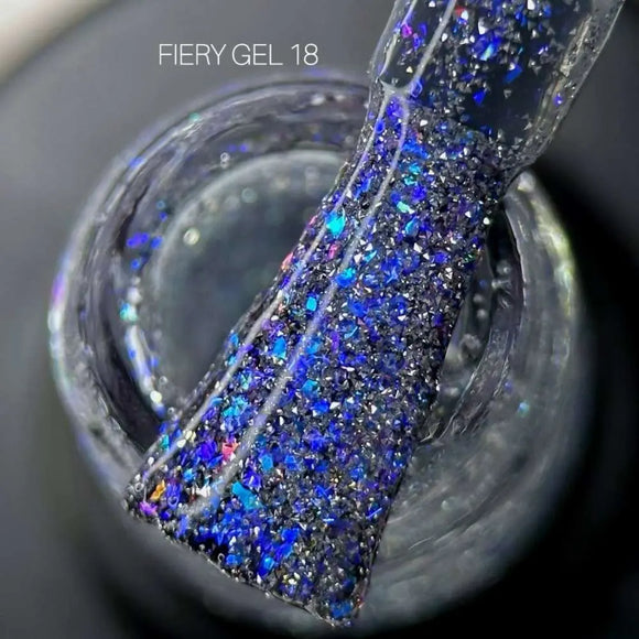 Saga Fiery гель-лак №18 Срібний із блакитною фольгою 10ml