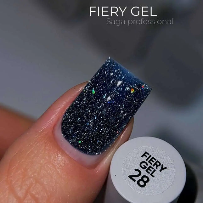 Saga Fiery Gel Polish №28 Azure with foil 10ml