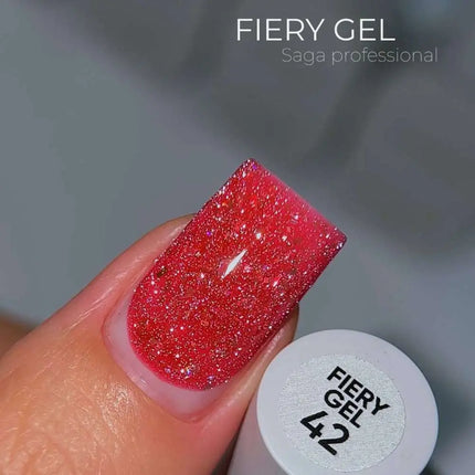 SAGA Gel Polish Fiery №42 Zmeură French cu folie 9ml