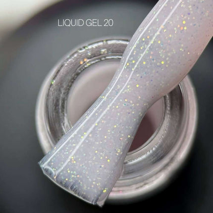 Saga Gel lichid №20 Milky pink cu sclipici 15ml