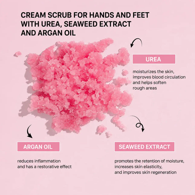 Cremă - Scrub pentru mâini și picioare cu uree, extract de laminaria și ulei de argan Shelly 350 g