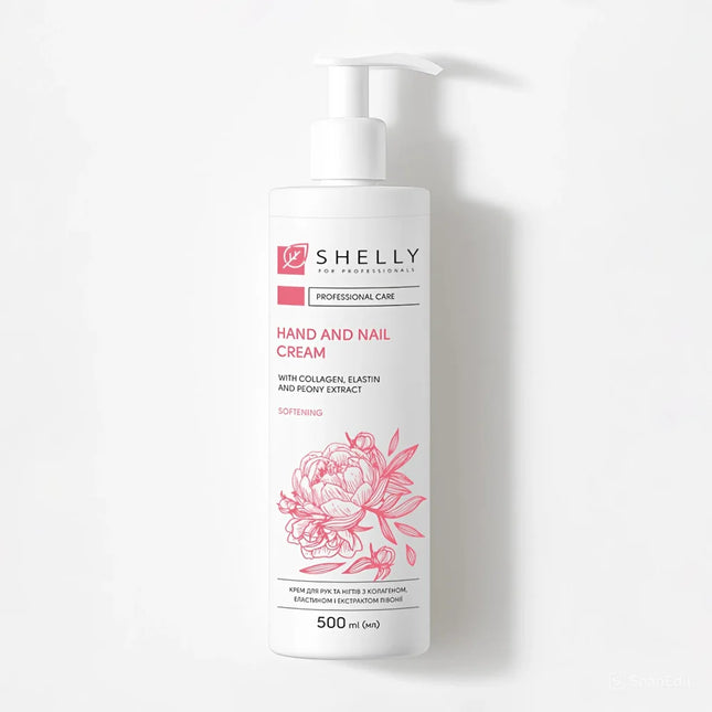 Cremă pentru mâini și unghii cu colagen, elastină și extract de bujor Shelly 500 ml