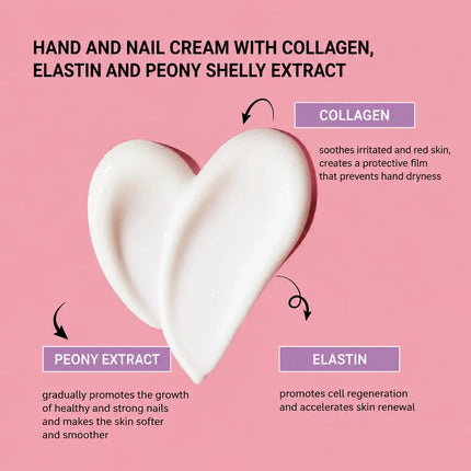 Cremă pentru mâini și unghii cu colagen, elastină și extract de bujor Shelly 250 ml