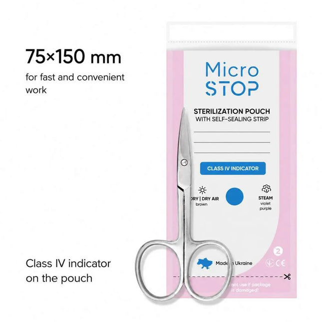 Pungi de sterilizare MicroSTOP 75x150mm (albe) 100 bucăți