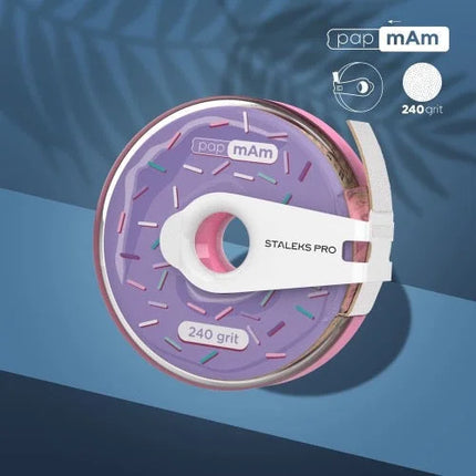 White disposable abrasive tape papmAm in a plastic case Staleks Pro Expert 240 grit ATC-240W - Disposable abrasive tape