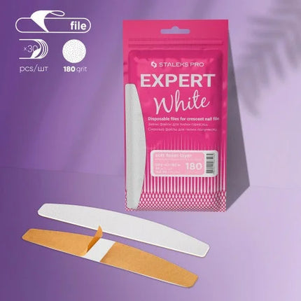 White disposable files for crescent base (soft foam layer) Expert 40 180 grit (30 pcs) Staleks Pro - Disposable nail