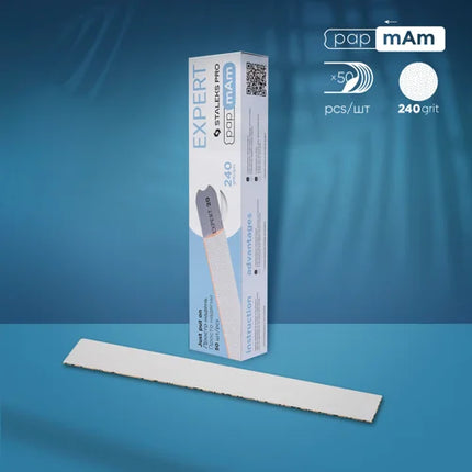 White disposable files for straight base papmAm Expert 22 240 grit (50 pcs) Staleks Pro - Disposable nail file