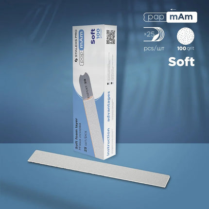 White disposable files (soft foam layer) papmAm Expert 20 100 grit (25 pcs) Staleks Pro - Disposable nail file