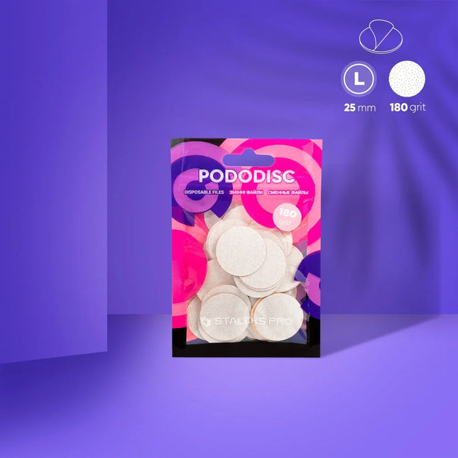 White refill pads for pedicure disc Pododisc Staleks Pro L 180 grit (50 pc) PDF-25-180w - Disposable files for pododisc